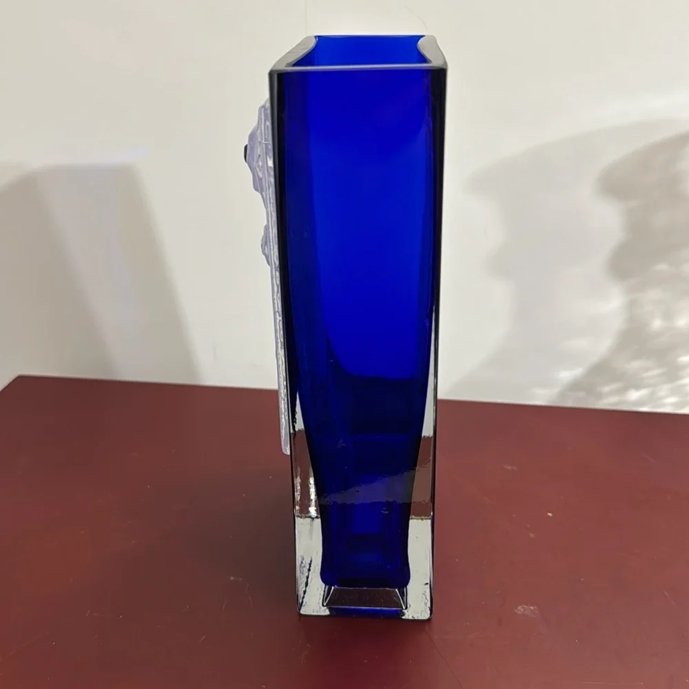 Beames Designs Cobalt Blue Art Glass Vase w/Fused White Panel “I Am My Beloved's